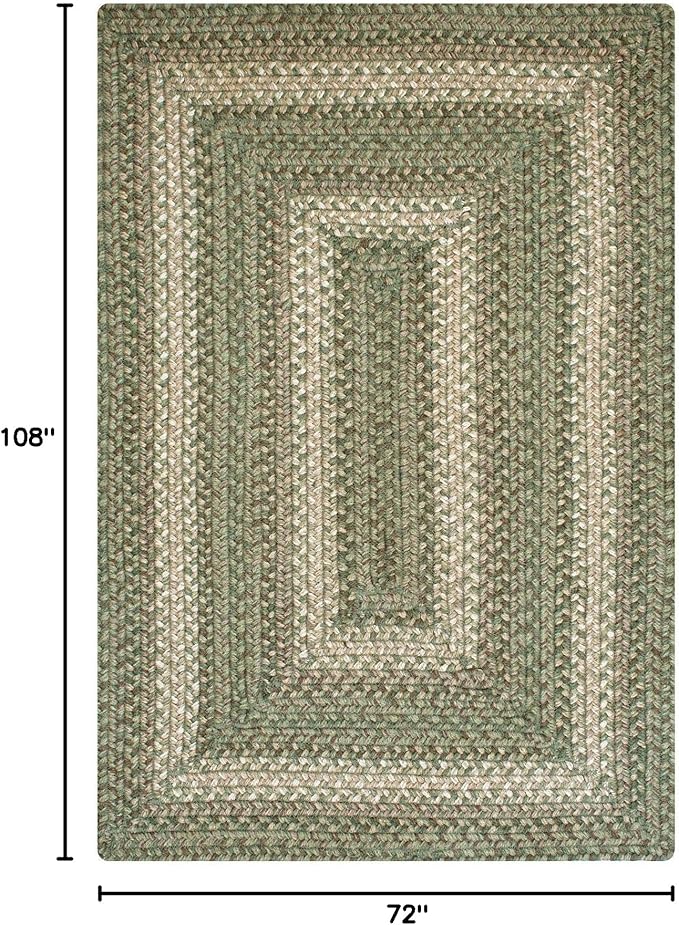 Homespice Grassland Hand Braided Rug 6x9' – Rustic Sage Green Area Rugs for Country Decor