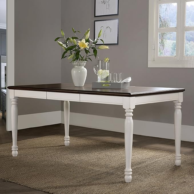 Crosley Furniture Shelby 7-Piece Traditional Dining Table Set for 6, Dinner Tables with Kitchen Chairs, Distressed White