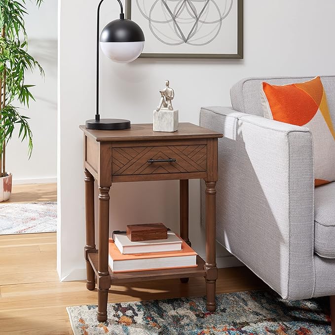 SAFAVIEH Home Collection Peyton Brown 1-Drawer Lower Shelf Accent Table ACC5704C