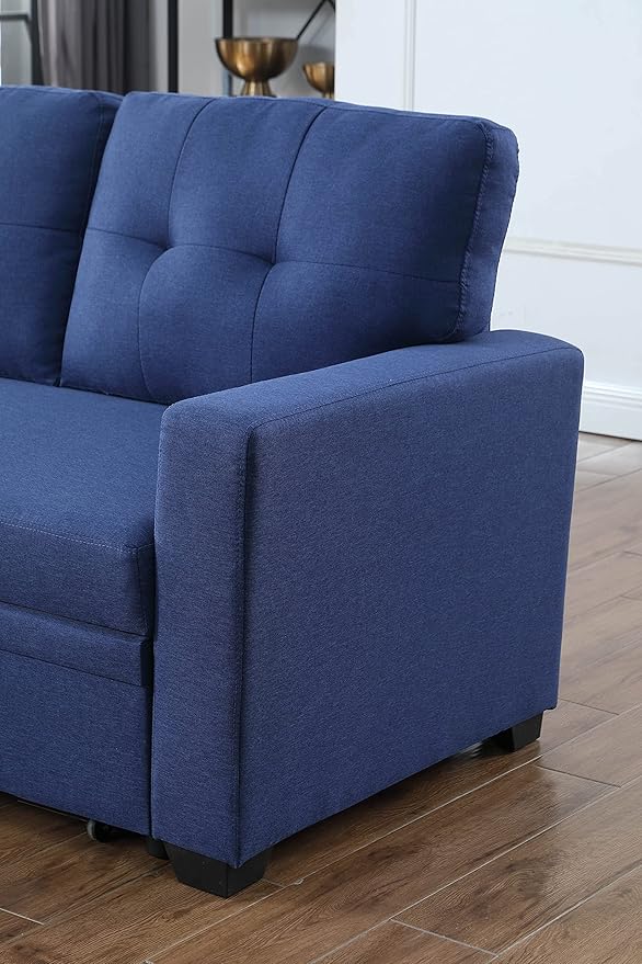 Devion Furniture Garisa 4-in-1 Convertible L Shaped Couch with Pull Out Bed and Storage, Sectional Sleeper Sofa with Reversible Chaise for Living Room, Apartment, Bedroom, Office