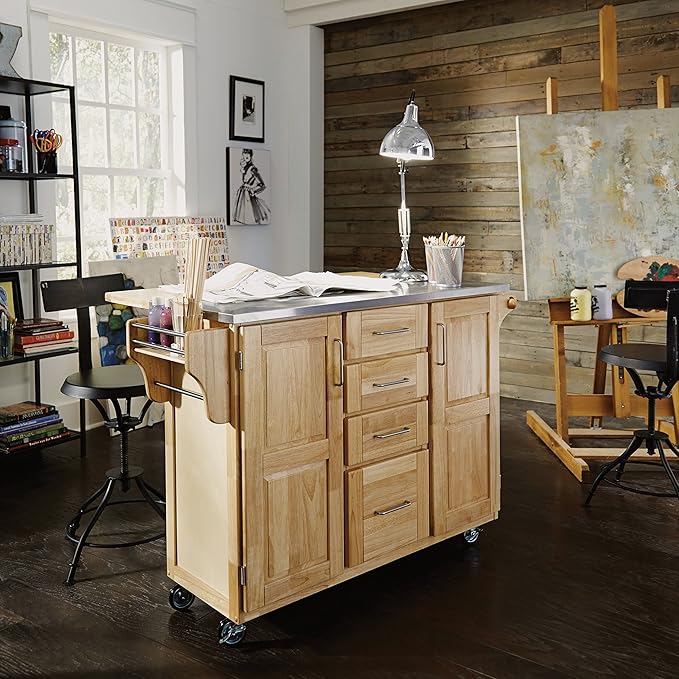 Homestyles General Line Kitchen Cart, 52.5 in. x 18 in. x 36 in, Natural