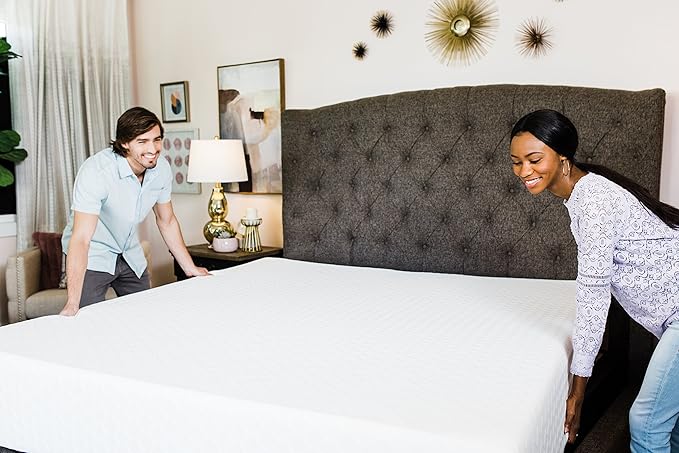 Signature Design by Ashley Queen Size Chime 8 Inch Medium Firm Gel Memory Foam Mattress with Green Tea & Charcoal Extract, Fiberglass Free, Mattress In A Box