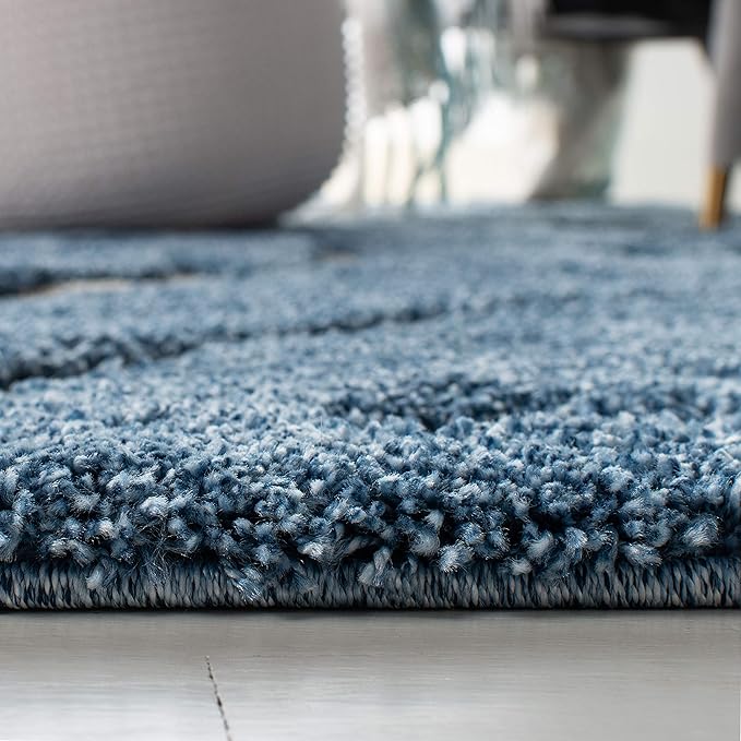 SAFAVIEH Area Rug 8x10 - Florida Shag Collection - Large - Light Blue & Cream, Scroll Design, Non-Shedding & Easy Cleaning, Plush Thick Pile, Ideal for Living Room, Bedroom, Dining Space (SG455-6011)
