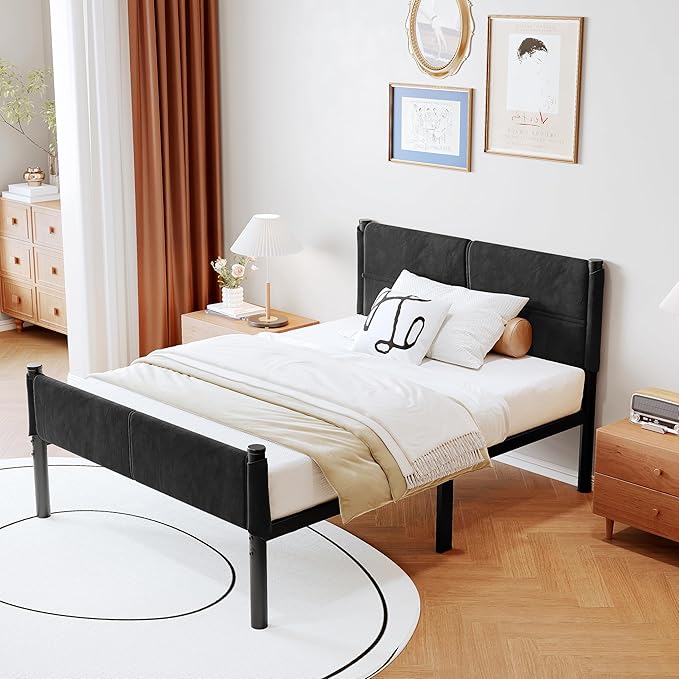 Metal Bed Frame,14Inch Twin Size Bed Frame with Storage Space,Heavy Duty Sturdy Mattress Foundation,Easy Assembly,No Box Spring Needed,Twin