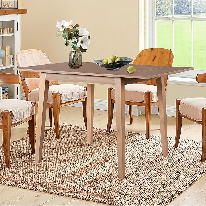 29"- 45" Extendable Dining Table for 2-4, Folding Square Dinner Table Small Kitchen Dining Room Tables with Wood Legs for Small Space, Kitchen, Living Room, Natural