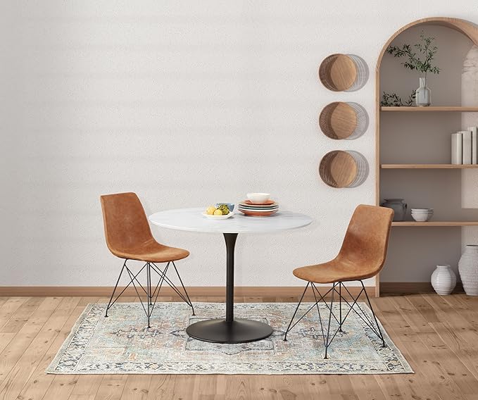 OSP Home Furnishings Trenton Modern Dining Chairs, Set of 2, Sand Faux Leather