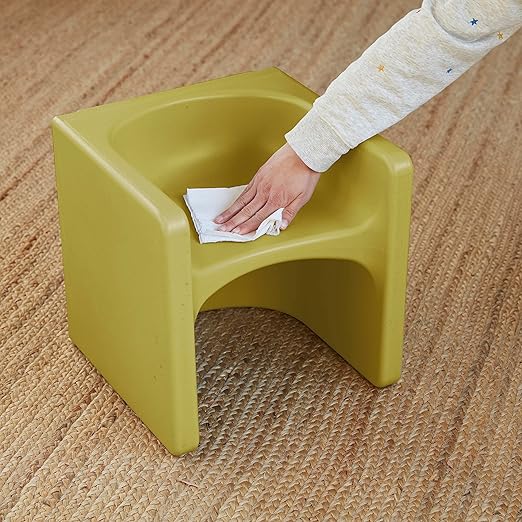 ECR4Kids Tri-Me Table and Cube Chair Set, Multipurpose Furniture, Fern Green, 3-Piece