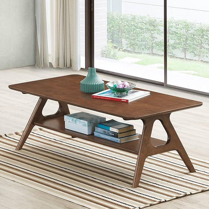Roundhill Furniture Arona 3-Piece Coffee Table Set, Coffee Table and Two End Tables, Walnut