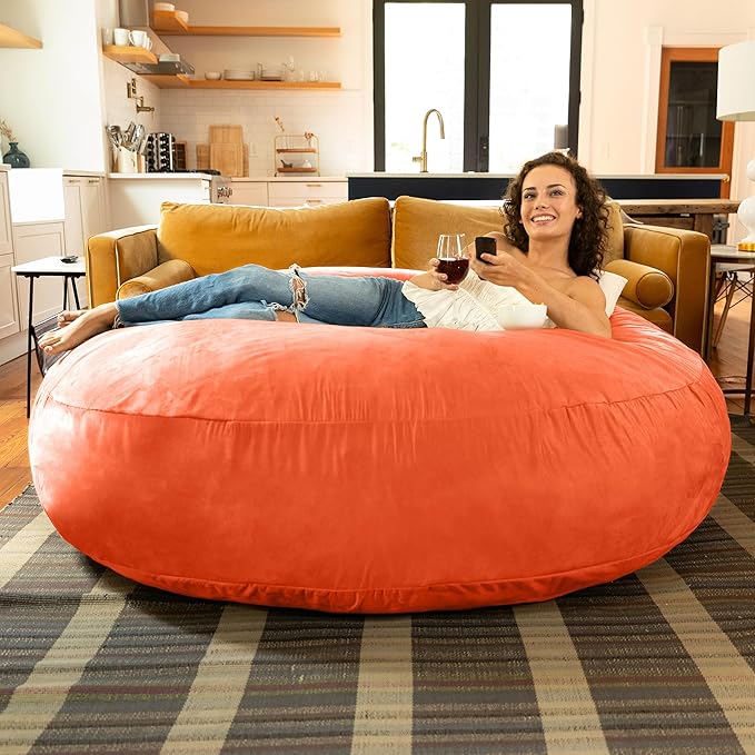 Jaxx 6 Foot Cocoon - 2-in-1 Convertible Bean Bag Bed & Large Bean Bag Chair for Adults, Mandarin