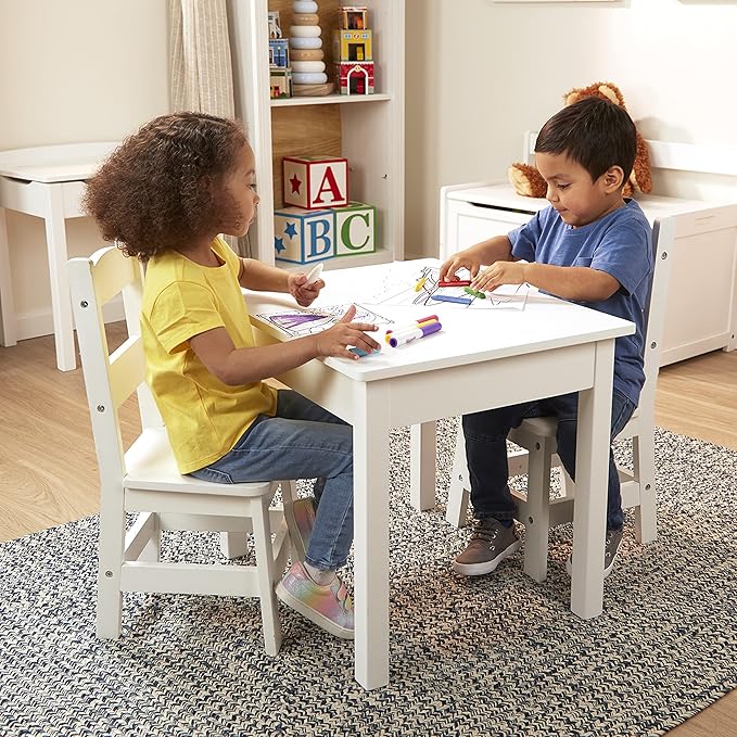 Melissa & Doug Wooden Kids Table & Chairs Set, Montessori, Homeschool Classroom Must Haves, Bedroom Furniture for Boys & Girls 3+