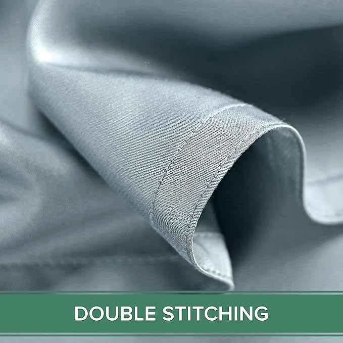 Short Queen Sheets by Pure Bamboo for RV Camper (60"x75") - Genuine 100% Organic Viscose Derived from Bamboo Bed Sheet Set, Soft & Cooling, Lifetime Quality Promise (Short Queen, Sterling Blue)