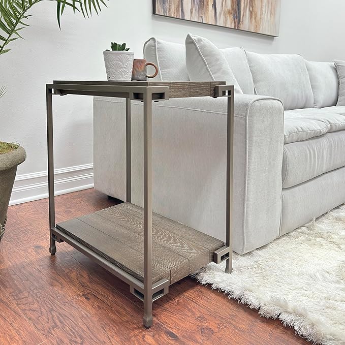 Roundhill Furniture Corbeta Living Room, Side Tables, Aged Graphite