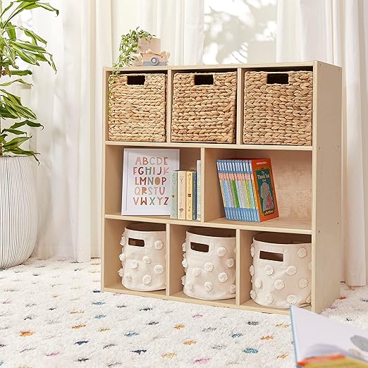 ECR4Kids Streamline 8-Compartment Storage Cabinet, 36in, Classroom Furniture, Natural