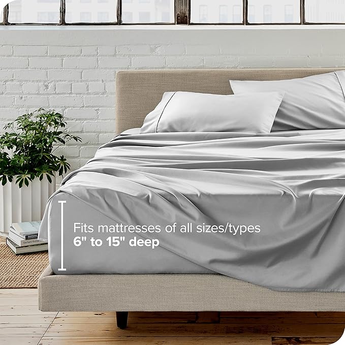 Bare Home Twin XL Sheet Set - College Dorm Size - Luxury 1800 Ultra-Soft Microfiber Twin Extra Long Bed Sheets - Deep Pockets - Easy Fit - Extra Soft - 3 Piece Set - Bed Sheets (Twin XL, Cloud Grey)