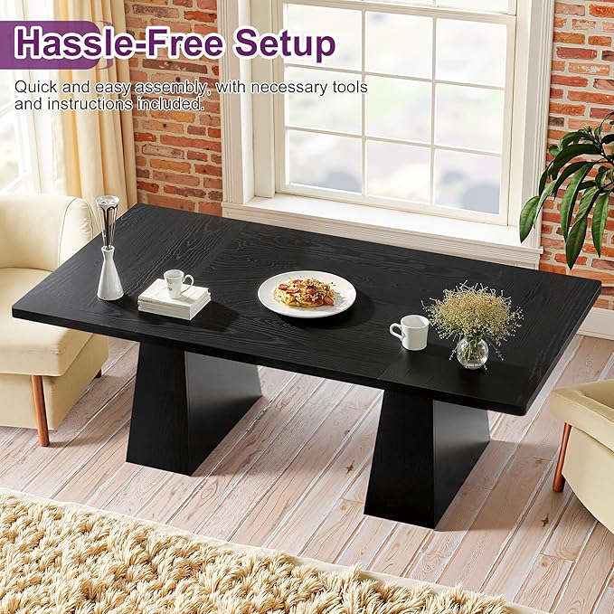 Round Dining Table for 4, 47" Wooden Kitchen Dinner Table Rustic, Farmhouse Table for Dining Room, Living Room, Gery