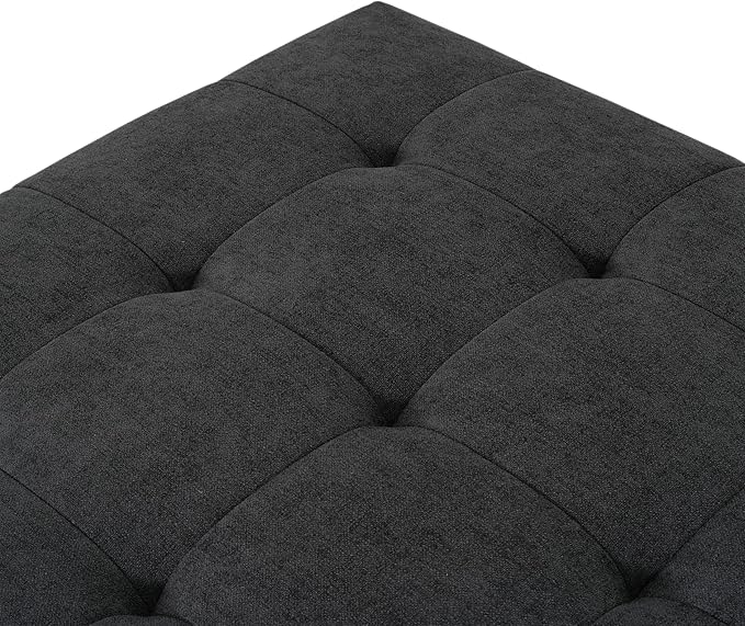 Christopher Knight Home Kinsley Square Ottoman Footstool, Ottoman Chair with Large Seat, Chenille Fabric Upholstery Coffee Table, Modern Side Table for Living Room Bedroom Home Decor, Grey