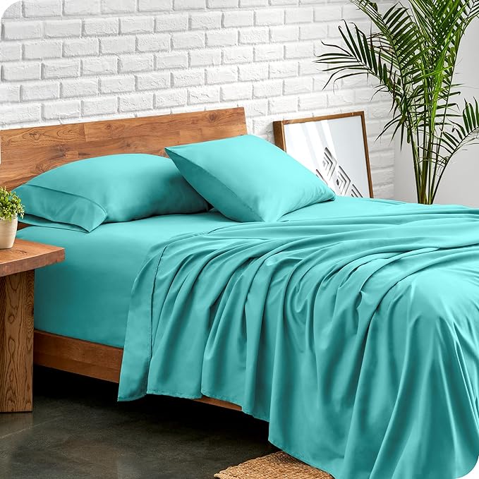 Bare Home Twin Sheet Set - 1800 Ultra-Soft Microfiber Twin Bed Sheets - Double Brushed - Deep Pockets - Easy Fit - Extra Soft - 3 Piece Set - Bedding Sheets & Pillowcases (Twin, Turquoise)