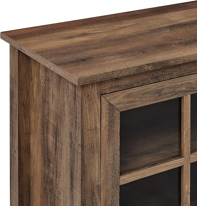 Walker Edison Portsmouth Classic 2 Glass Door TV Stand for TVs up to 80 Inches, 70 Inch, Rustic Oak
