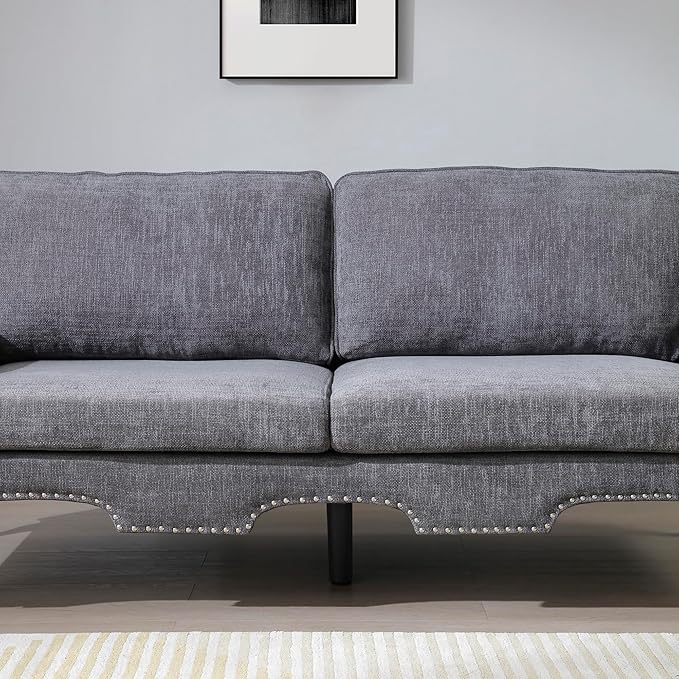 2 Piece Sectional Sofa Set, 2+3 Seat Convertible Couch with Movable Pillows, Upholstered Couches for Living Room, Grey