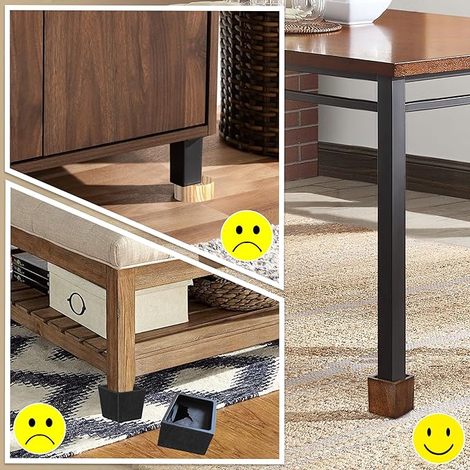 Sopicoz 2 inch Wood Bed Risers Set of 4, Square Furniture Risers Couch Risers Heavy Duty Bed Lifters Brown Bed Frame Risers Blocks for Sofa, Chair, Cabinet, Dresser
