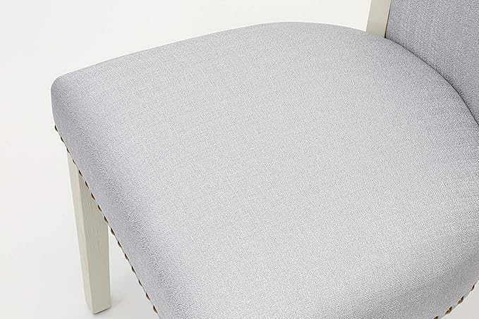 East West Furniture V097VE005-9 9 Piece Modern Dining Table Set Includes a Rectangle Wooden Table with V-Legs and 8 Grey Linen Fabric Upholstered Chairs, 40x72 Inch, Multi-Color