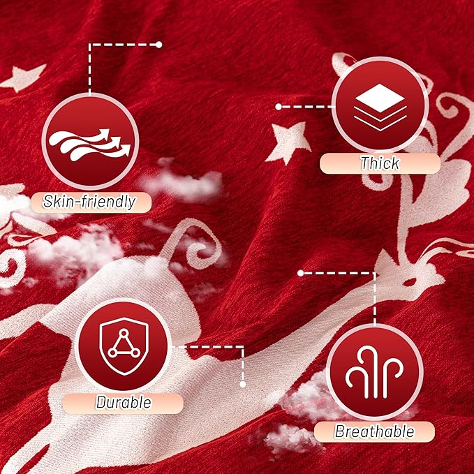 MYSKY HOME Christmas Couch Cover for Dogs, Washable Couch Covers, Non Slip Sofa Slipcover, Couch Cover 2 Cushion Sofa Dogs Furniture Protector, Chenille Sofa Covers for Pets, Kids, 71"x102", Red