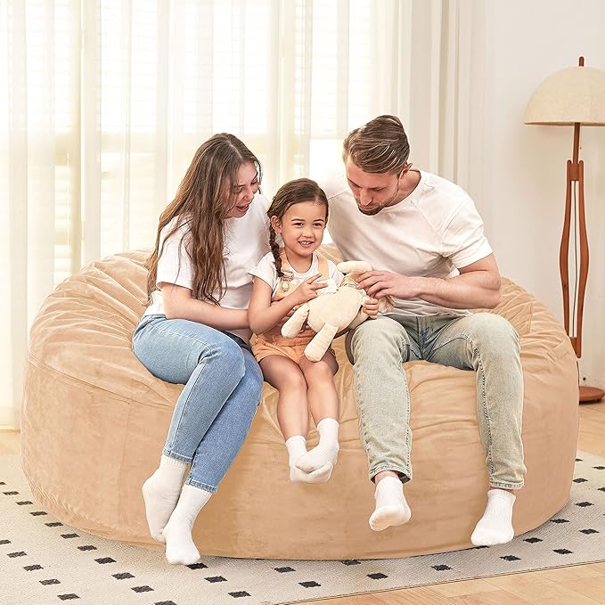 HABUTWAY Bean Bag Chair: Giant 6' Memory Foam Furniture Bean Bag Chair with Microfiber Cover - 6Ft,Khaki