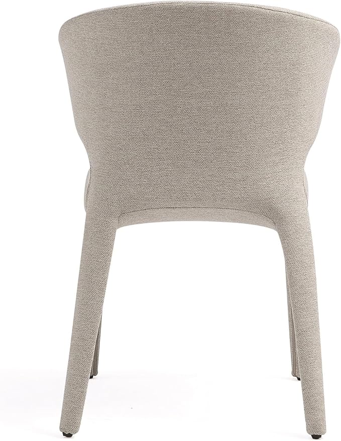 Manhattan Comfort Conrad Mid Century Modern Dining Chairs Woven Tweed Upholstered Kitchen Furniture with Contoured Back, Foam Padding & Metal Legs, Set of 4, Wheat