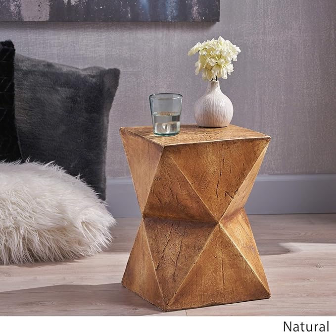 Christopher Knight Home Manuel Light-Weight Concrete Accent Table, Natural, 12.5D x 12.5W x 17.75H in
