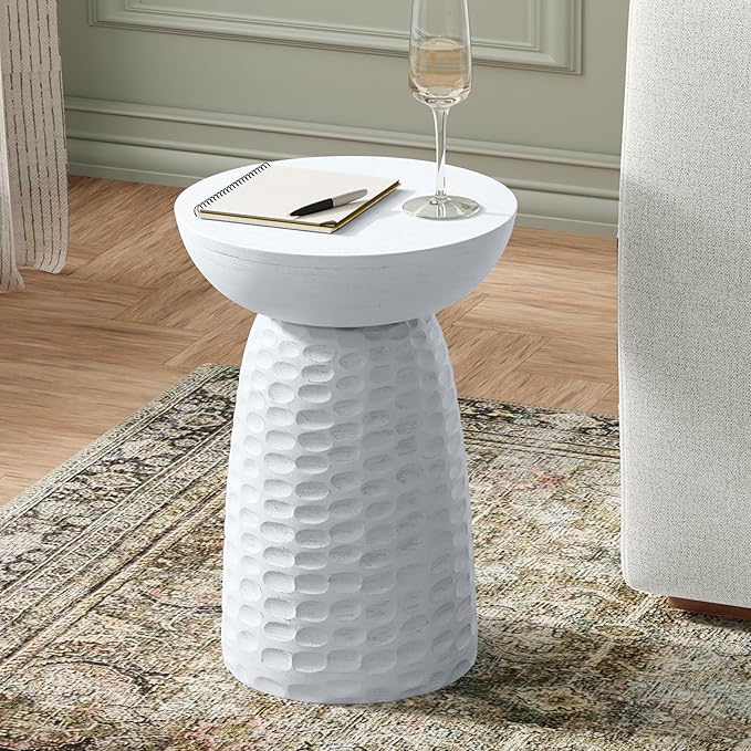 SIMPLIHOME Boyd 13-inch Wide Solid Mango End Table in White, Contemporary-Style Accent Table for Living Room, Bedroom, or Family Room, Assembled