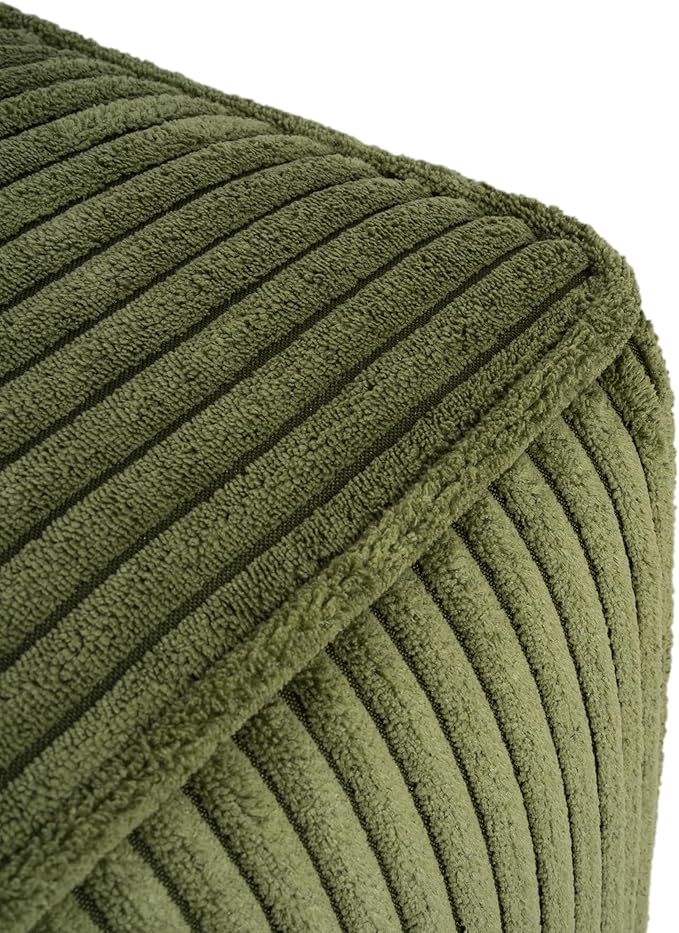 Christopher Knight Home Kyle Corduroy Woven Upholstery Square Ottoman, Living Room Sofa Ottoman with Wood Frame, Comfy Seating Experience with Dense Foam Padding, Non-Marking Foot Caps, Olive Green