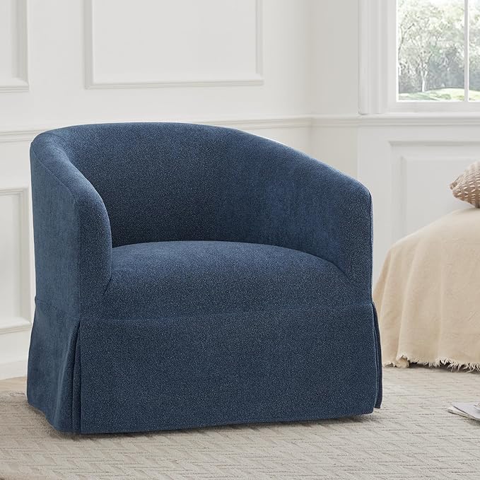 Swivel Accent Chair Set of 2, 360 Degree Performance Fabric Armchair Modern Barrel Chairs Armchair for Living Room Bedroom Home and Office,Blue