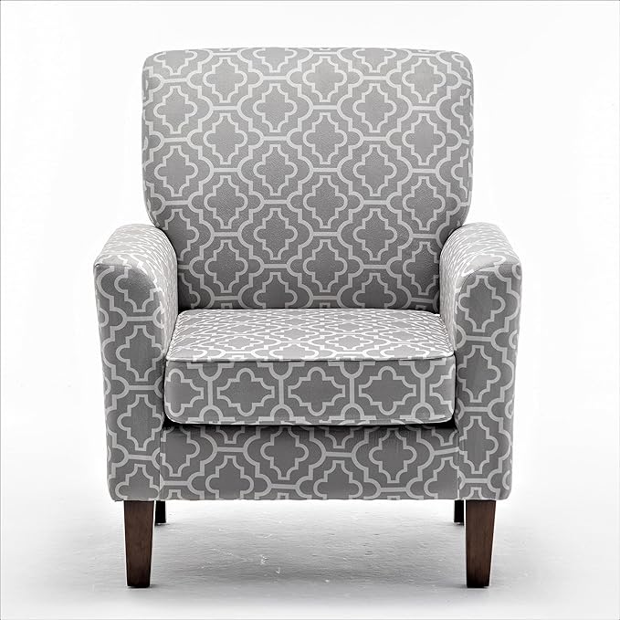 Container Furniture Direct Contemporary Accent Arm Chair with Birch Wood Frame and Velvet Upholstery, Armchair for Office and Living Room Decor, Removable Cushions, 03 Printed Fabric