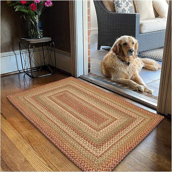 Homespice 20x30” Brown Rectangular Braided Rug. Harvest Brown Jute Rug. Uses- Entryway, Kitchen Rugs, Bathroom Rugs. Reversible, Rustic, Country, Primitive, Farmhouse Decor Rug