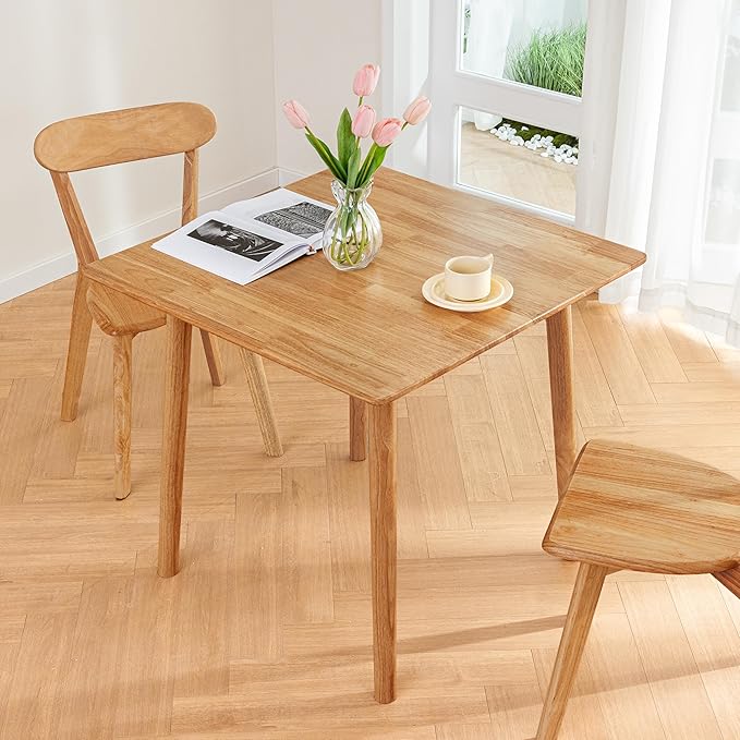 DELAVIN 29.5" Solid Wood Dining Table, Modern Small Dining Table, Square Farmhouse Kitchen Table, Cafe Table for Living Room Dining Room, Easy Assembly, Cherry