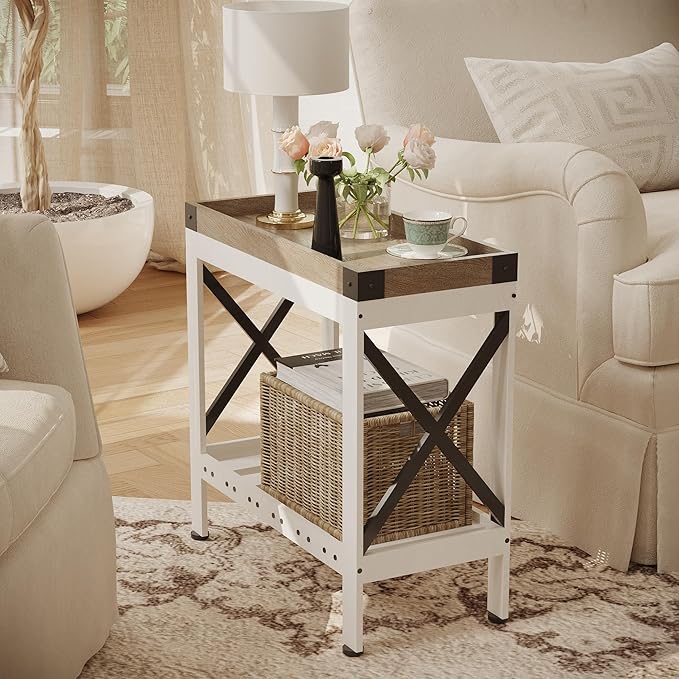 Narrow Side Table, End Table,Sofa Side Table, End Table Nightstand for Bedroom, Living Room, Small Spaces