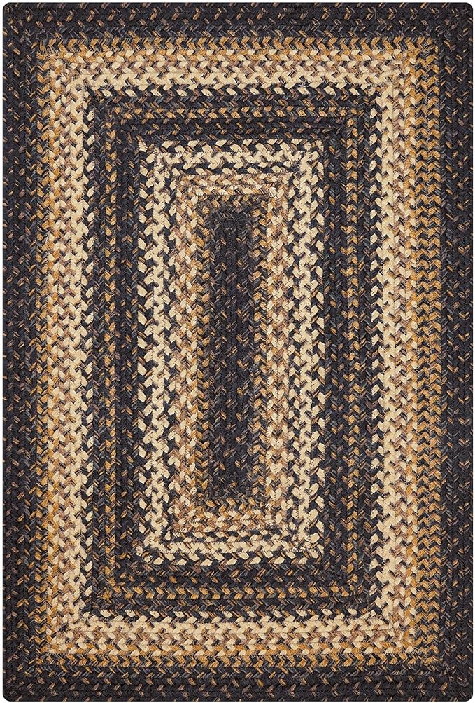 Homespice 20x30” Black Rect. Braided Rug. Kilimanjaro Black Jute Rug. Uses- Entryway, Kitchen Rugs, Bathroom Rugs. Reversible, Rustic, Country, Primitive, Farmhouse Decor Rug