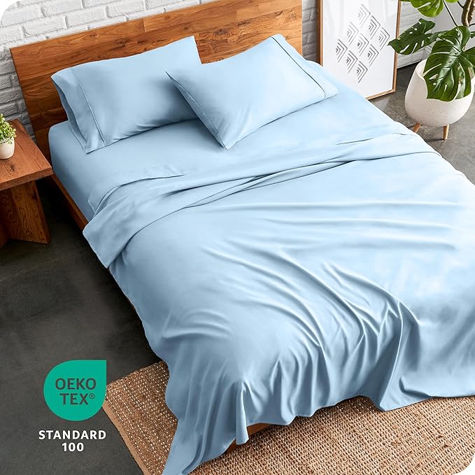 Bare Home California King Sheet Set - 1800 Ultra-Soft Microfiber Cal King Bed Sheets - Double Brushed - Deep Pockets - Easy Fit - 4 Piece Set - Bed Sheets (California King, Light Blue)