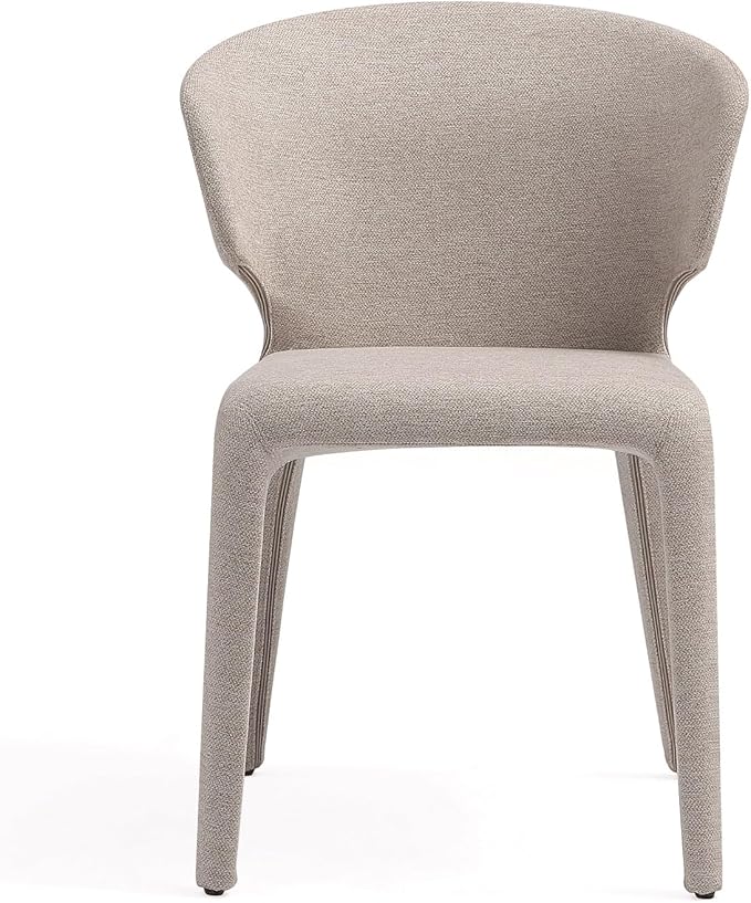 Manhattan Comfort Conrad Mid Century Modern Dining Chairs Woven Tweed Upholstered Kitchen Furniture with Contoured Back, Foam Padding & Metal Legs, Set of 4, Wheat