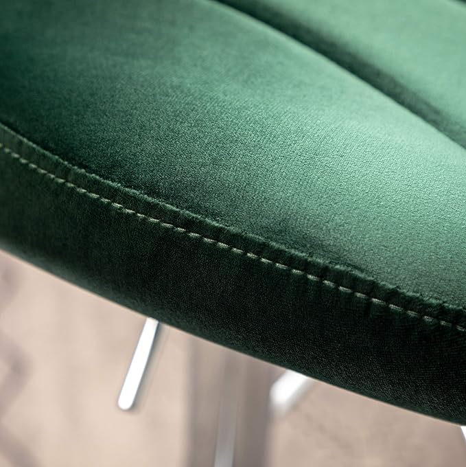 Roundhill Furniture Ellston Velvet Adjustable Swivel Barstools in Green, Set of 2