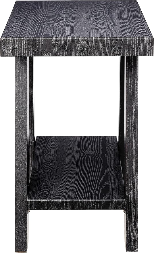 Roundhill Furniture Athens Contemporary Wood Shelf Side Table, Black
