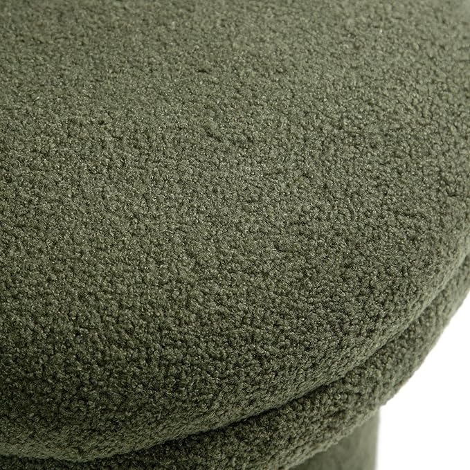 Furniture of America Rami Modern 18-inch Mushroom-Shape Upholstered Ottoman with Tri-Pillar Pedestal, Vanity Stool Chair, Small Foot Stool for Bedroom, Living Room, Entryway, Green