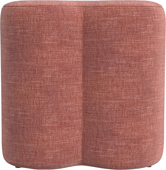 HomePop Upholstered Clover Shaped Ottoman (No Lid, Seat Only) Home Décor | Foot Rest Pouf – Pink Chenille