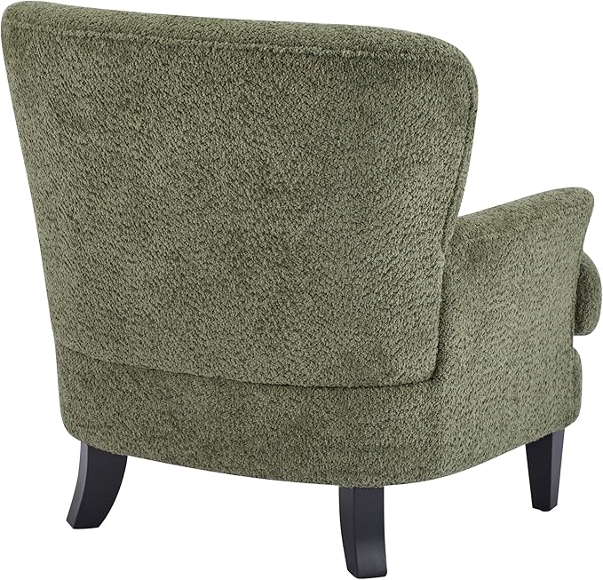 Christopher Knight Home Colby Boucle Upholstered Club Chair, Living Room Accent Chair, Wooden Frame, Flared Armrest, Plush Thick Cushion, Reading Lounge Chair, Space-Saving Furniture, Olive Green