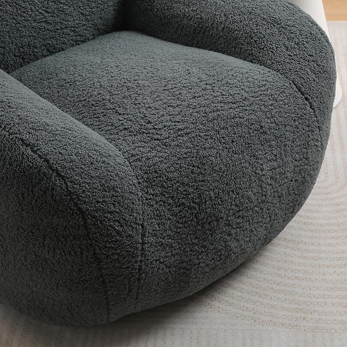 Furniliving Bean Bag Chair, Oversized Bean Bag Couch for Adults Comfy Bean Bag Sofa with Back Support, Giant Bean Bag Chair Stuffed Floor Sofa for Living Room Bedroom Dorm Office, Teddy, Dark Grey