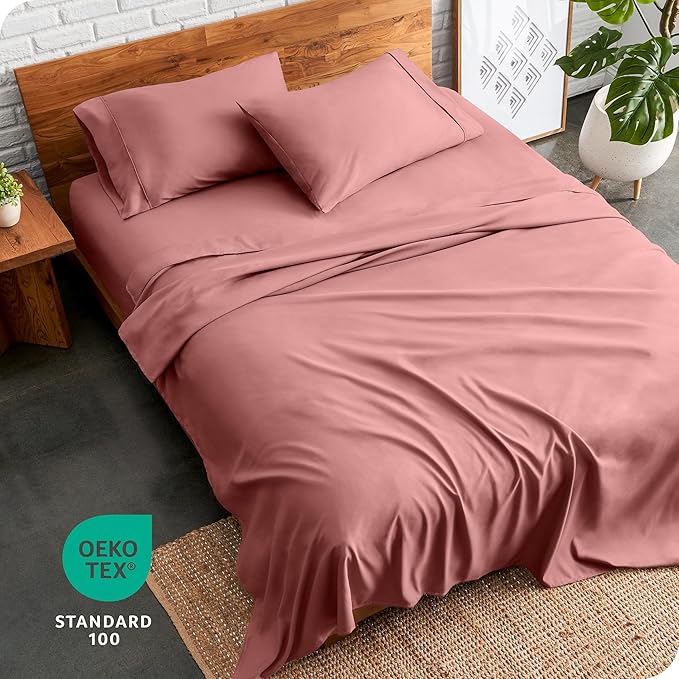 Bare Home Twin Sheet Set - 1800 Ultra-Soft Microfiber Twin Bed Sheets - Double Brushed - Deep Pockets - Easy Fit - Extra Soft - 3 Piece Set - Bedding Sheets & Pillowcases (Twin, Dusty Rose)
