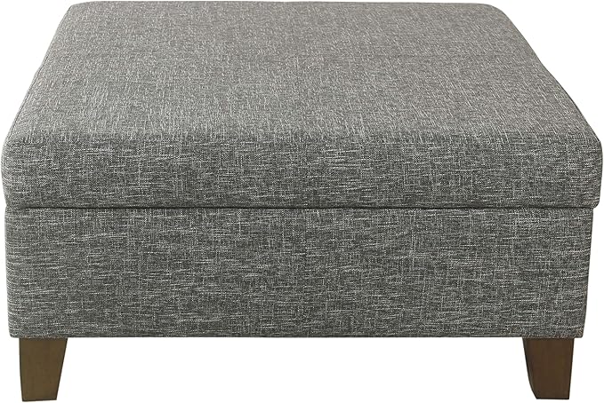 HomePop Home Decor | Luxury Square 32” Storage Ottoman with Lift Off Lid | Ottoman with Storage for Living Room & Bedroom, Slate Gray