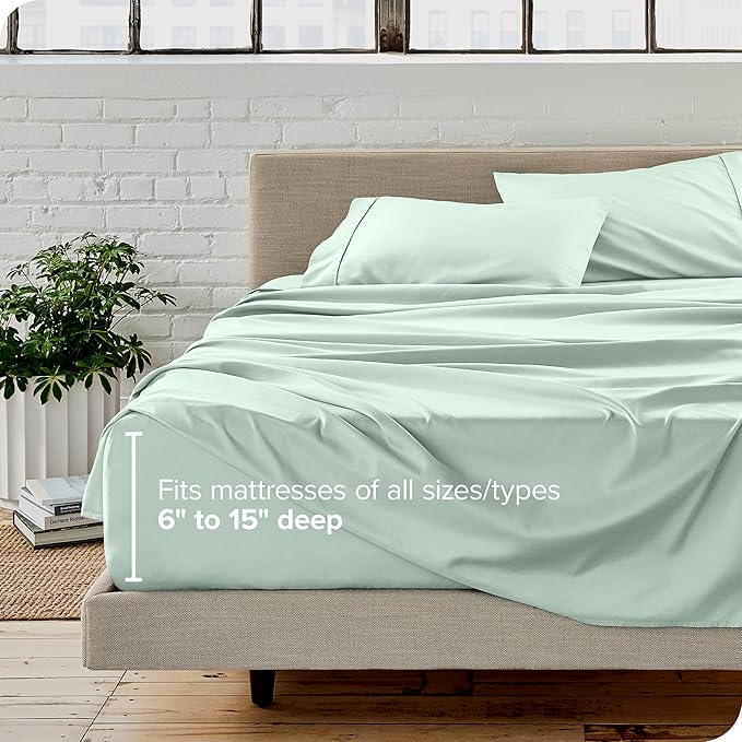 Bare Home Split Head Flex King Sheet Set - 1800 Ultra-Soft Microfiber Bed Sheets - Double Brushed - Deep Pockets - Easy Fit - 4 Piece Set - FlexTop Bedding Sheets (Split Head Flex King, Spring Mint)