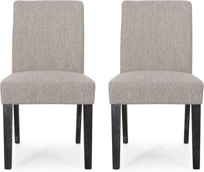 Christopher Knight Home Boling Contemporary Upholstered Dining Chair (Set of 2), Light Grey + Dark Brown