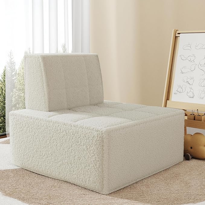 Bean Bag Chair,Accent Chair,Modular Sherpa Sofa Chair,Floor Sofa for Adults,Fireside Chair,Reading Chair for Living Room,Bedroom,Office,Beige